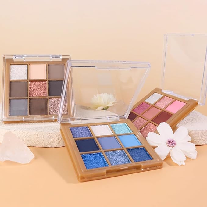 9 Colors Pink Eye Shadow Palettes,Nude Rose Gold Champagne Plum Eyeshadow Palette for Older Women,Natural Powde Eye Shadows Waterproof Long Lasting Naturing-Looking,Travel Size Makeup Pallete