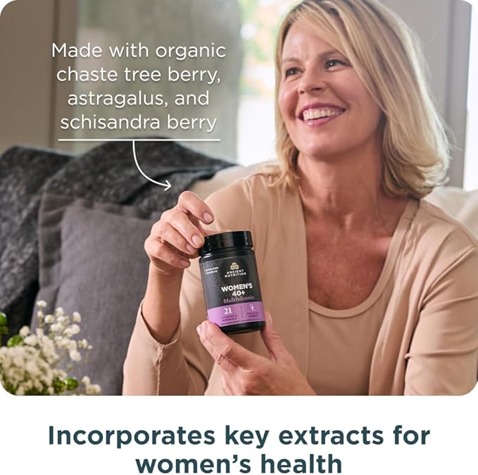 Ancient Nutrition Multivitamin for Women 40, Multi Vitamin and Immune Support with Vitamin D & C, 20 Vitamins and Minerals, Stress and Sleep Support, Supports Bone and Blood Health, 90 Capsules