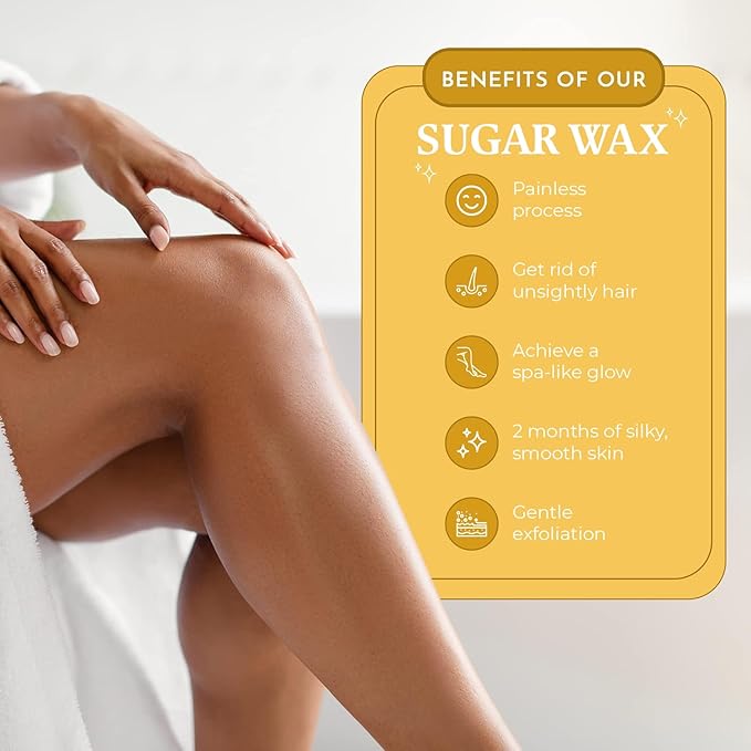 MOOM Organic Sugar Wax with Tea Tree Oil, 12 oz Jar, Hair Removal for Bikini, Brazilian, Face & Legs - Soft Wax for Sensitive Skin, Wax Beads Alternative For Women & Men (Strips & Sticks NOT Included)