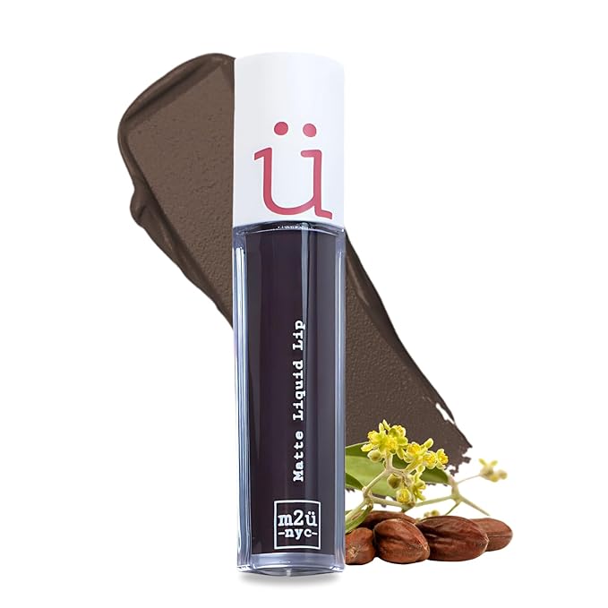 M2U NYC Dark Brown Matte Liquid Lipstick – Long Lasting High Impact Color with Up to 17H Wear – Matte Lipstick for Women – No Budge, Lightweight Creamy Vegan Formula Infused with Jojoba Oil (Coffee)