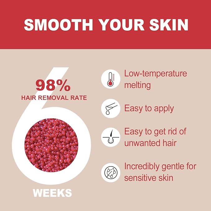 3lb Hard Wax Beads Bulk, Commercial Salon Quality Hypoallergenic Waxing Bead, Unscented Sensitive Skin Stripless Wax Pellets, Coarse & Fine Hair Removal Refill for Body, Bikini Line, Underarm, Legs