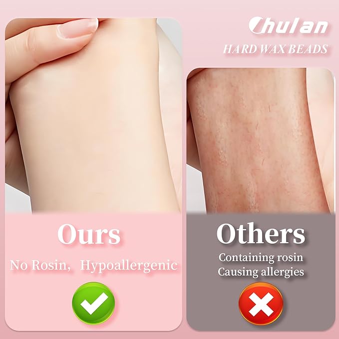 Chulan Hard Wax Beads, 1000g Heart Wax Beans for Sensitive Skin, Hypoallergenic Unscented Waxing Beads for Coarse Hair Removal, Body, Brazilian Waxing, Facial, Bikini, Legs, Armpits Women Home Pink