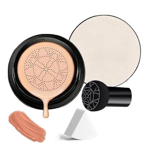 VerveFields，Foundation Cushion Concealer,Mushroom Head Air Cushion Cream, BB Cream Face Makeup Foundation,Moisturizing Long-Lasting, Even Skin Tone for All Skin Types (Brown)