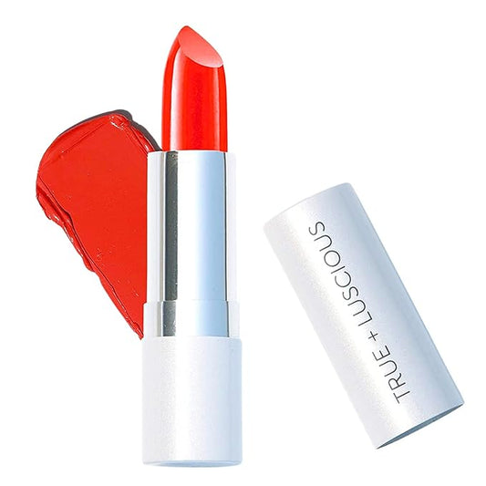 True + Luscious Super Moisture Lipstick | Satin Cream Lip Color for Lasting Hydration | Hyaluronic Acid Konjac Root Powder | Vegan Cruelty-Free Gluten-Free Flatters All Skin Tones | Orange Punch