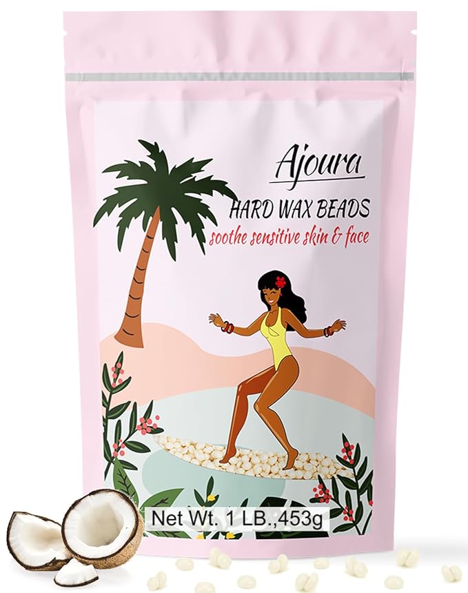 Ajoura 1lb Refill Wax Beans for Hair Removal Kit, Brazilian Coarse Waxing for Bikini, Face, Eyebrow, Back, Chest, Legs, Armpit, At Home Waxing Beads for Women Men