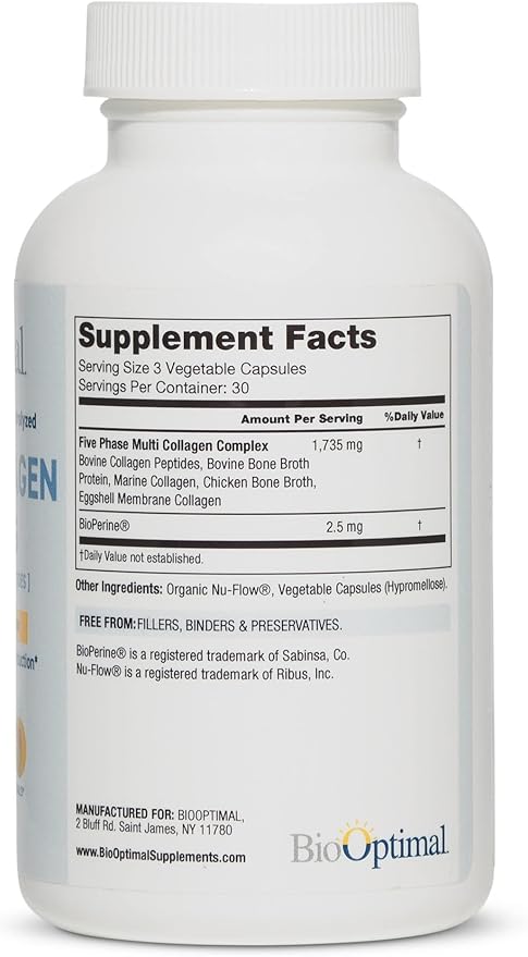 Multi-Collagen Supplement Capsules, Types I, II, III, V, & X Collagen, 90 Capsules