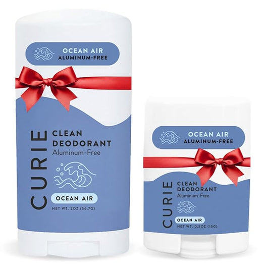 Curie Natural Deodorant Aluminum Free - Ocean Air Stick & Mini - Travel Size Deodorant for Women - Non Toxic, Paraben Free, Clean, Vegan (2 Pack)