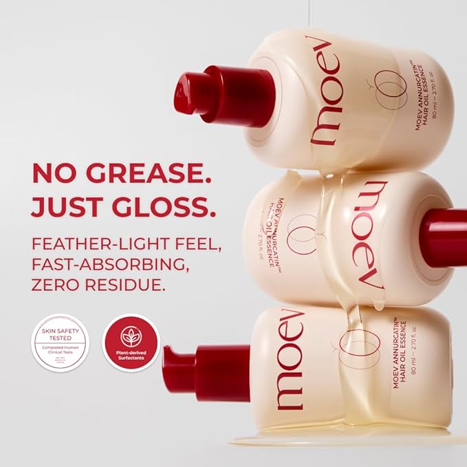 MOEV ANNURCATIN Hair Oil Essence | Korean Apple Hair Care Perfumed Serum | Heat Protect & Anti-Frizz | Nourishing Apple Seed Oil for Dry, Frizzy, Damaged Hair 2.7 fl.oz