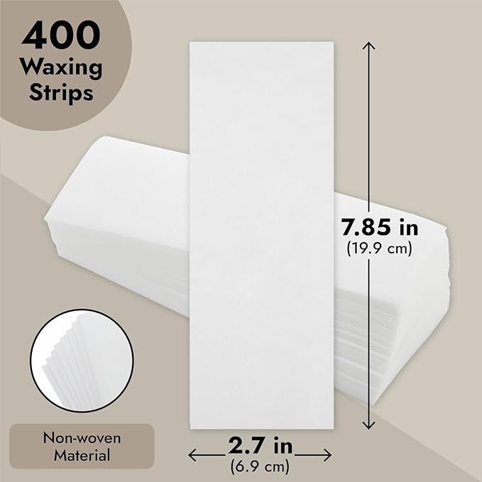 Juvale Wax Strips for Hair Removal - 7.85 x 2.7 In Pack of 400 Non-Woven Disposable Sheets - Customizable Face & Body Waxing Strips for Women Smooth Skin
