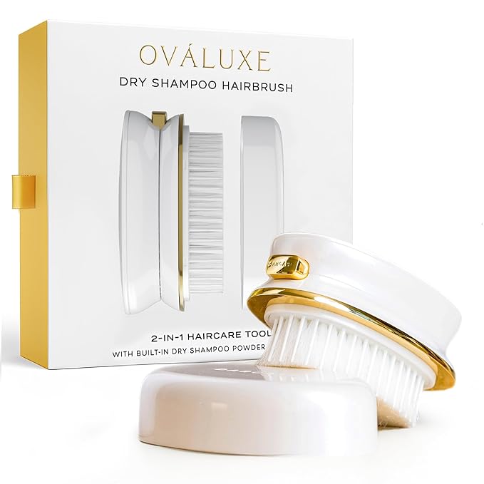 DARCASE Premium Dry Shampoo Brush - Non Aerosol Dry Shampoo for Women - Refillable Travel Size Powdered Shampoo Brush - Travel Essentials for Women - Pre-Filled 30ml Unscented Talc Free Hair Powder