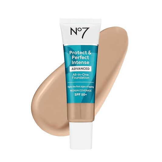 No7 Protect & Perfect Advanced All in One Foundation - Cool Ivory - Age Defying Foundation Makeup with SPF 50 - Makeup Base Cream Helps to Reduces Redness & Blurs Visible Pores (30ml)