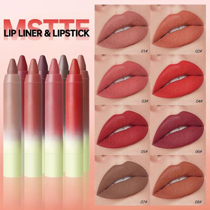 Mocha Brown Matte Lip Liner Pencil – Smooth & Moisturizing Lip Pencil for Precise Contour, Rich Color Payoff, Lightweight Everyday Lip Makeup, Twist-Up Design,07#