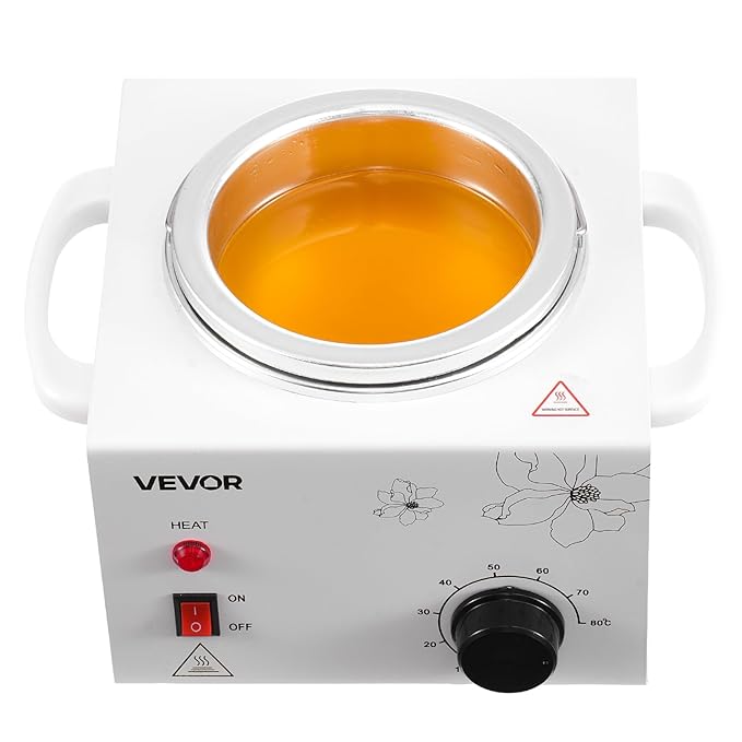 VEVOR Single Wax Warmer, 600ML Professional Wax Warmer for Hair Removal, 32 ℉ to 176℉ Adjustable Electric Waxing Heater Pot with 100PCS Waxing Sticks for Home Use, Beauty Salon, Spa