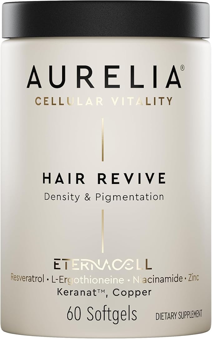 AURELIA Hair Revive | Advanced Cellular Anti-Aging Supplement | Support Hair Growth & Fuller, Healthier Hair | with Zinc, Resveratrol, Niacinamide, Ergothioneine, Keranat & Cooper
