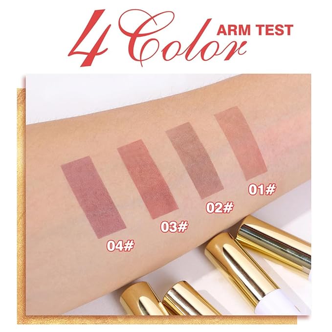 Light Brown Liquid Matte Lip Liner Stain Peel Off with Tweezer, Long Lasting, Waterproof New Gold Matte Lipstick Lip Gloss Tattoo for Women, Smudge-proof Non-Stick Cup Lip Tint Makeup 01#