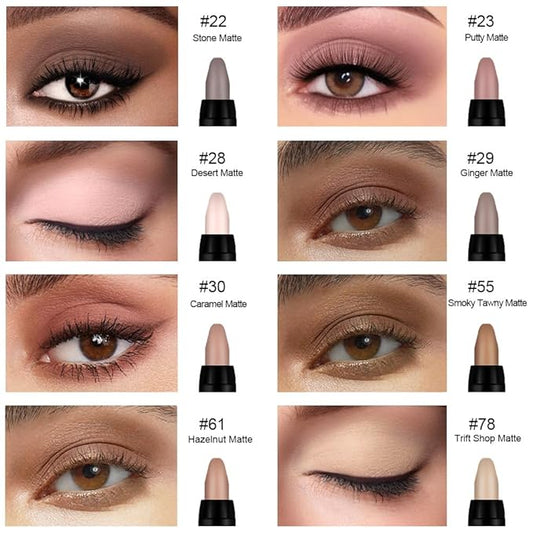 Kaely 8Pcs Cream Eye Shadow Sticks Set, Matte Eyeliner Pencil Eyeshadow Palette Makeup, Eye Highlighter Brightener Stick for Older Women Waterproof Pigmented, sombras para ojos, New-12
