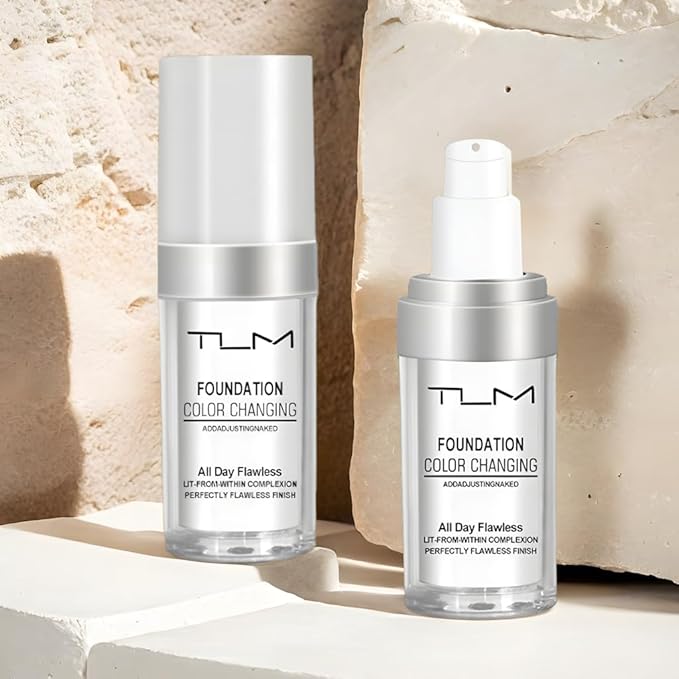 3 PACK TLM Color Changing Foundation Liquid Base All Day Flawless Warm Skin Tone Concealer Cover Cream BB Cream Makeup Base Concealer Cover Moisturizing Fluid for All Skin SPF15