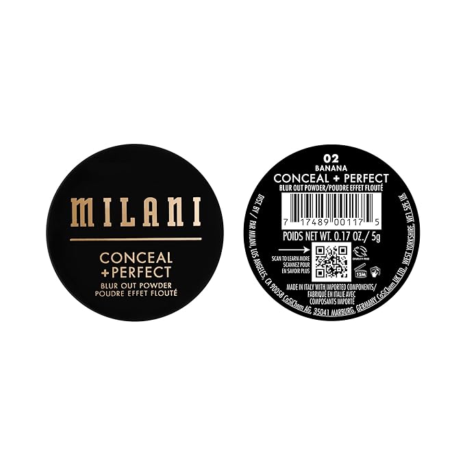 Milani Conceal + Perfect Setting Powder Makeup -Banana Blur Out Talc-free Formula, Pore Blurring Filtered Finish