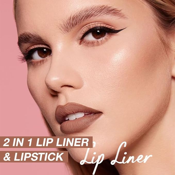 AMY'S DIARY Matte Crayon Lip Liner Lipstick Makeup, Precision Tip Matte Lip Crayon, Longwear Up To 24Hrs,Matt Lip Liner Make Up Smudge-Proof Lip Contour Waterproof for Women (Milk Tea, Regular)