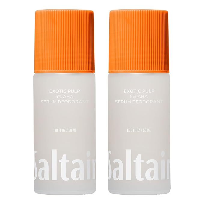 Saltair Serum Deodorant Exotic Pulp 2 Pack. 5% AHA Formula. Lactic Acid and Mandelic Acid Deodorant. Aluminum Free Odor Control for Women and Men. Travel Essentials, 2x 1.7oz Roll On