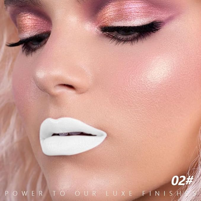 White Matte Creamy Lipstick for Women, Longwear Lips Gloss & Face Paint Stick, Lip Stick Stain Long Lasting Waterproof Effortless Application Full Coverage Velvet Gloss for Party, Halloween Makeup 02#