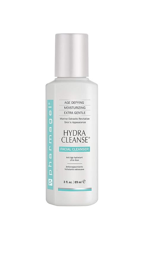 Pharmagel Hydra Cleanse Water Rinseable Facial Cleanser for All Skin Types | Natural Face Wash | Hydrating, Age Defying, and Revitalizing Face Cleanser | 3 fl. oz.