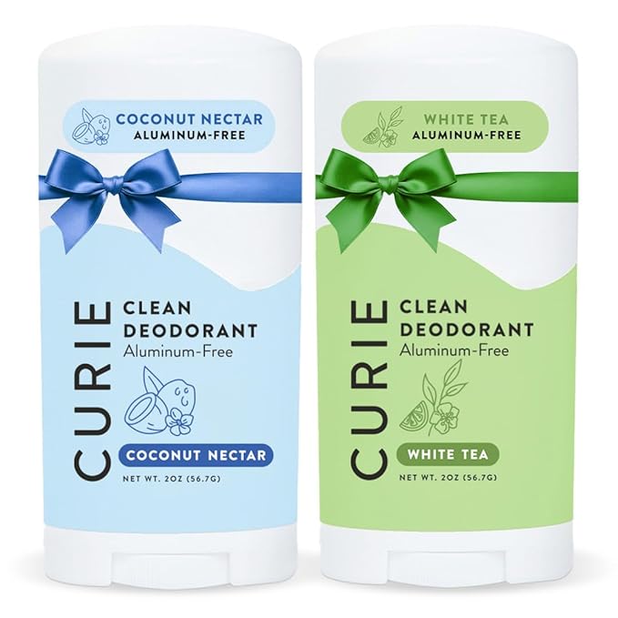 Curie Aluminum Free Deodorant - Coconut Nectar + White Tea - Natural Deodorant, Paraben Free, Cruelty Free, Non-Toxic, Vegan (2pk)
