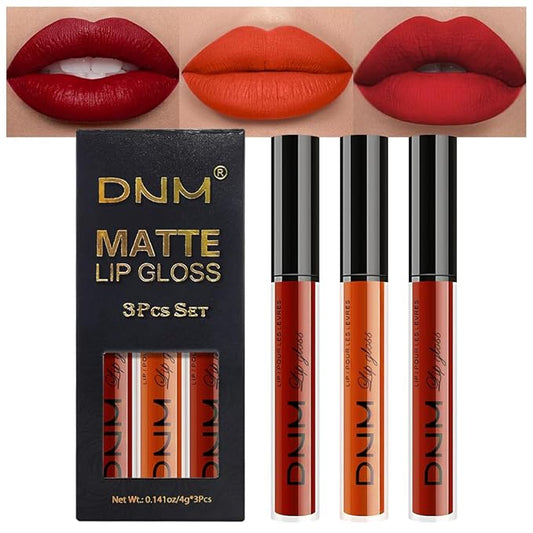 evpct 3Pcs Dark Orange Ruby Red Matte Liquid Lipstick Lip Stain Sets for Women, Matte Lipstick Long Lasting Waterproof Permanent 24 Hours original, Magic Lip Sticks Pack for Halloween Daily Makeup