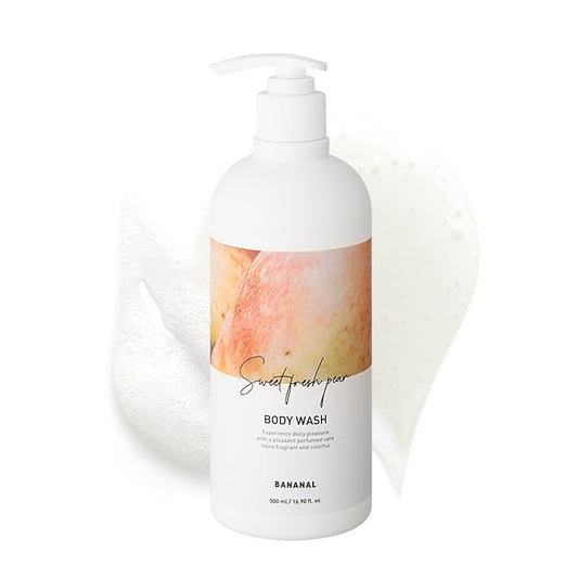 Korean Body Wash with Hyaluronic Acid & Aloe – Hydrating Moisturizing Cleanser for All Skin – Infused with Natural Extracts – Paraben & Silicone-Free – Sweet Fresh Pear, 500ml / 16.9 fl oz