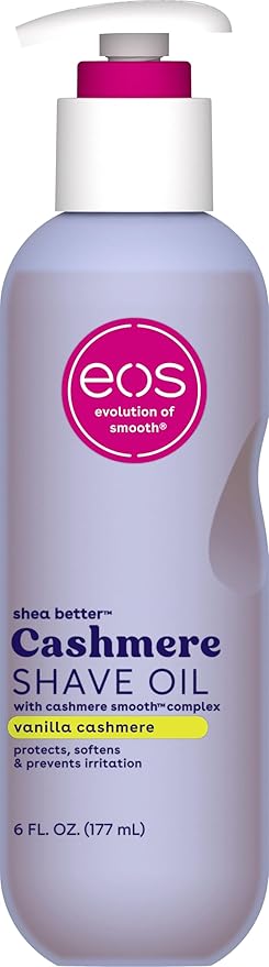 eos Cashmere Shave Oil, Vanilla Cashmere, Soothing Moisturizing, Prevents Irritation and Razor Burn, Bikini Area-Approved, Body Care, 6 fl oz