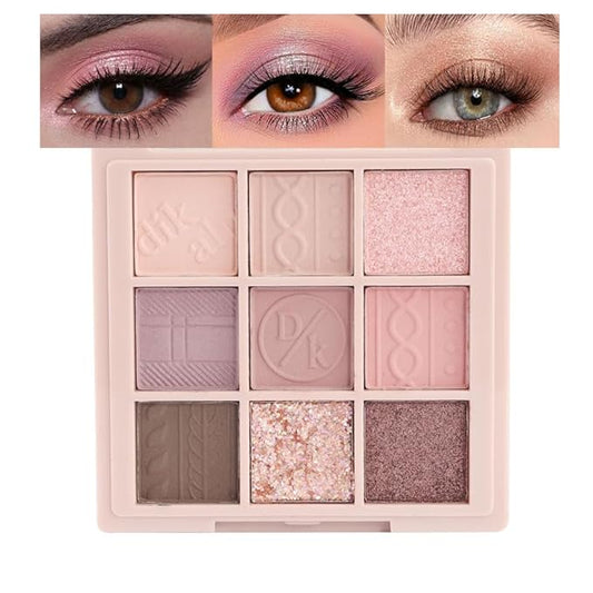 9Colors Eye Shadow Palette Makeup,Pink Rose Gold Purple Mauve Neutral Travel Eyeshadow Palette Long Lasting Waterproof Naturing-Looking Eyeshadow Palette Travel Size Gift Kit