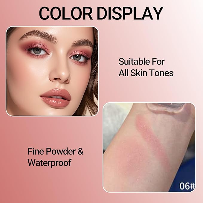 Erinde Dusty Rose Single Eyeshadow Palette, Matte Shimmer Cream Eye Shadow for Women, Blendable Long-Lasting Waterproof Eye Makeup Palette, High Pigment Powder Sombra De Ojos, 06 Blush Pink