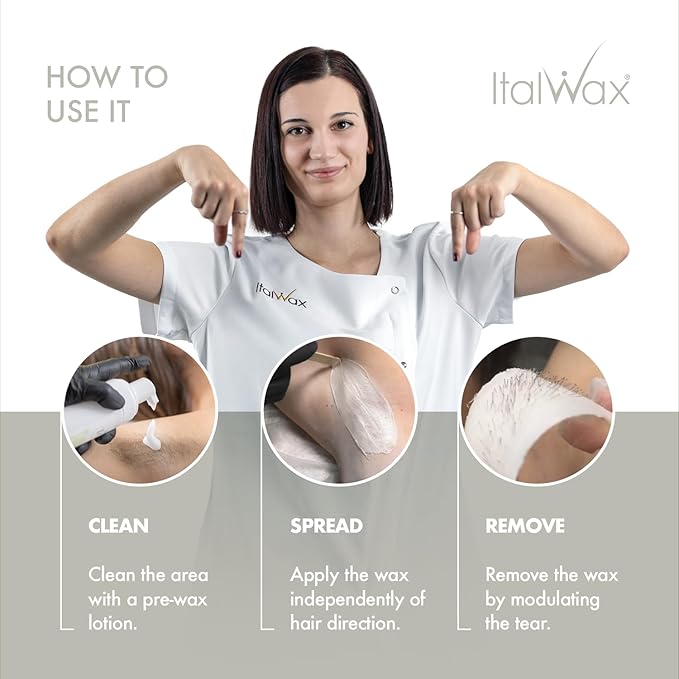 Italwax Top Line Crystal Hard Wax 1.65lb (750g)– Neutral White Ultra-Delicate Formula with No Fragrance or Colorants, Ideal for Reactive Skin & Facial Areas – Made in Italy