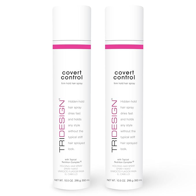 TRI Design Covert Control - Fast-Drying Hairspray for Women & Men, Aerosol Strong Hold Setting Spray, Hair Products, 2 Pack of 10.5 Oz