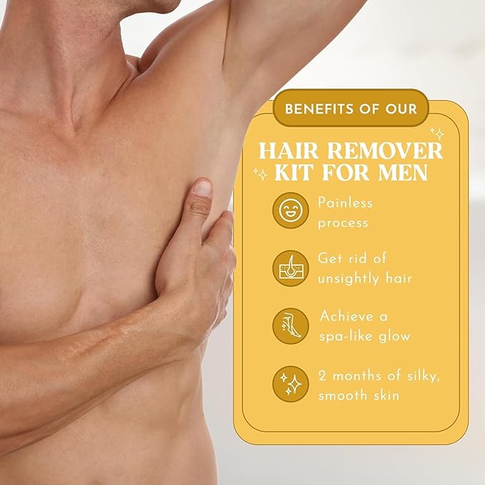 MOOM Organic Hair Removal Sugar Wax for Men with Aloe Vera & Chamomile – Soft Wax for Sensitive Skin & Men Hair - Perfect for Back, Chest, Eyebrow & Body - 12 oz Jar (Strips & Sticks NOT Included)