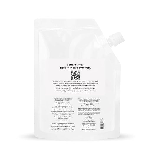 SEEN Conditioner Eco-Refill, Fragrance Free - Non-Comedogenic & Hair Conditioner- Dermatologist-Developed - Safe for Sensitive & Acne Prone Skin