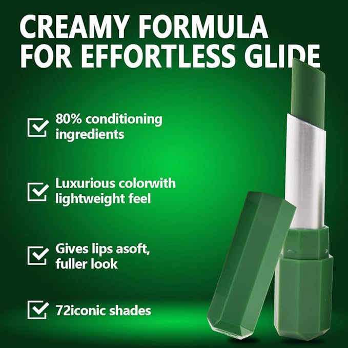 Forest Green Matte Creamy Lipstick for Women, Longwear Lip Gloss Face Paint Stick, Lip Stick Stain Long Lasting Waterproof Easy Application Full Coverage Velvet Gloss for Party Halloween Makeup 19