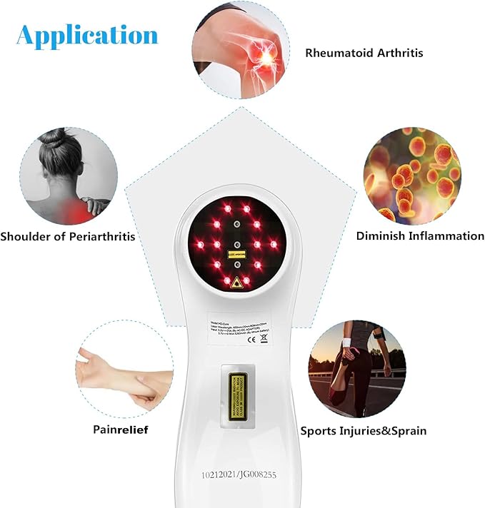 Powerful Cold Red Light Device for Body, Near Infrared Light for Joint Muscle with LED Display- Multi-Speed Regulation with Pulse Function(650nm+808nm)-White