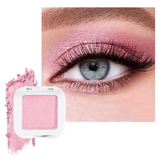 Shimmer Singe Eye Shadow Palette Makeup, Pink Sparkle Shimmer Monochrome Eyeshadow For Older Women, Mini Pressed Pigmented Waterproof Sombras Para Ojos, Vegan, Talc, Paraben & Cruelty Free