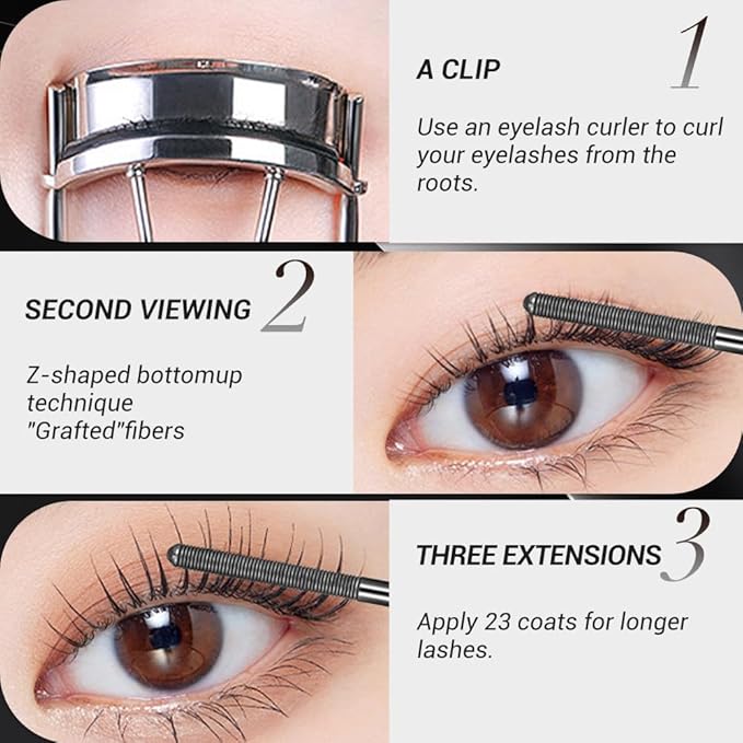 Iron Wand Mascara, 2026 New Length Curl Waterproof Quick-Drying Mascara, Waterproof Sweatproof Lengthening Curling Long Lasting Smudge Proof Tubing Mascara for Natural Lengthening (Black 2Pcs)