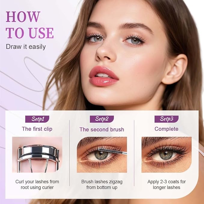 2 Pcs Iron Wand Mascara, 2026 Upgraded Waterproof Metal Wand Mascara Volume and Length, Long-Lasting Fine Tip 3D Curling Eyelash Lash Extensions (Black-A)