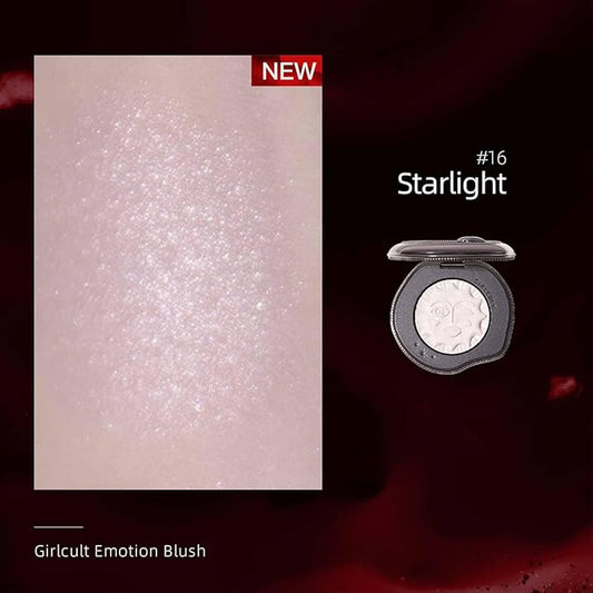 Brightening Blush Highlighter – Satin Glow in Pearlescent White, Multi-Use Face Highlighter & Powder Blush, Buildable Natural Glow for Cheeks (#16)