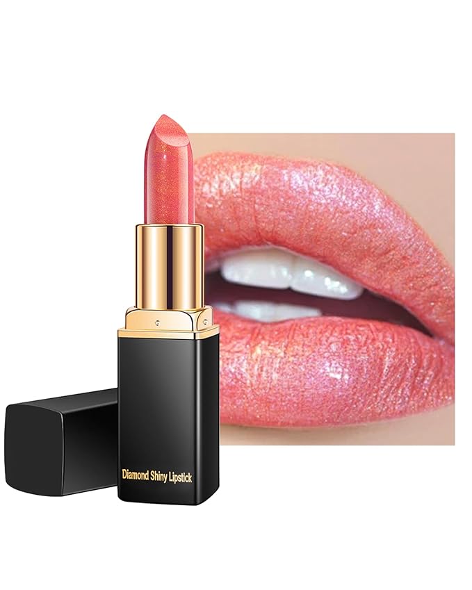 Metallic Coral Color Changing Shimmer Lipstick for Women,3D Shine High Impact Long Lasting Hydrating Transfer Proof Lipstick,Creamy Matte Non Sticky Plumping Lip Gloss,Full Coverage Lip Color Makeup03