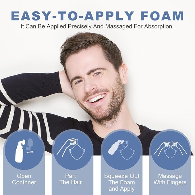 5% Minoxidil Foam for Men, 5% Biotin and 5% Minoxidil Use for Hair Growth, Slows Hair Loss and Promotes Hair Regrowth, 3 Month Supply (3Pcs)