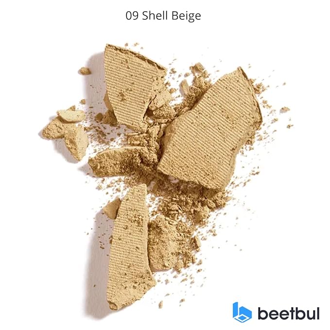 Beetbul Makeup & Exfoliation Kit - Bissú Compact Powder + 1 Medium Velvet Puff + 2 Finger Puffs + 1 Facial Exfoliating Sponge (09 Shell Beige, One Size)