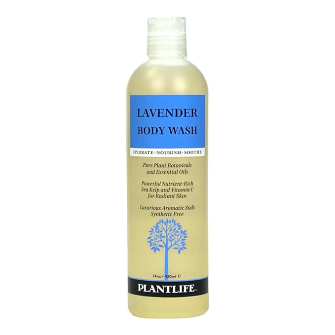 Plantlife Lavender Body Wash - GMO and Gluten Free Gentle and Moisturizing Body Wash That Contains Only Ingredients Straight from Nature - Manufactured in the USA 14 oz