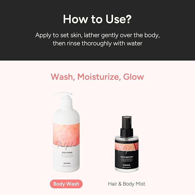 Korean Body Wash with Hyaluronic Acid & Aloe – Hydrating Moisturizing Cleanser for All Skin – Infused with Natural Extracts – Paraben & Silicone-Free – Peach Floral Musk, 500ml / 16.9 fl oz