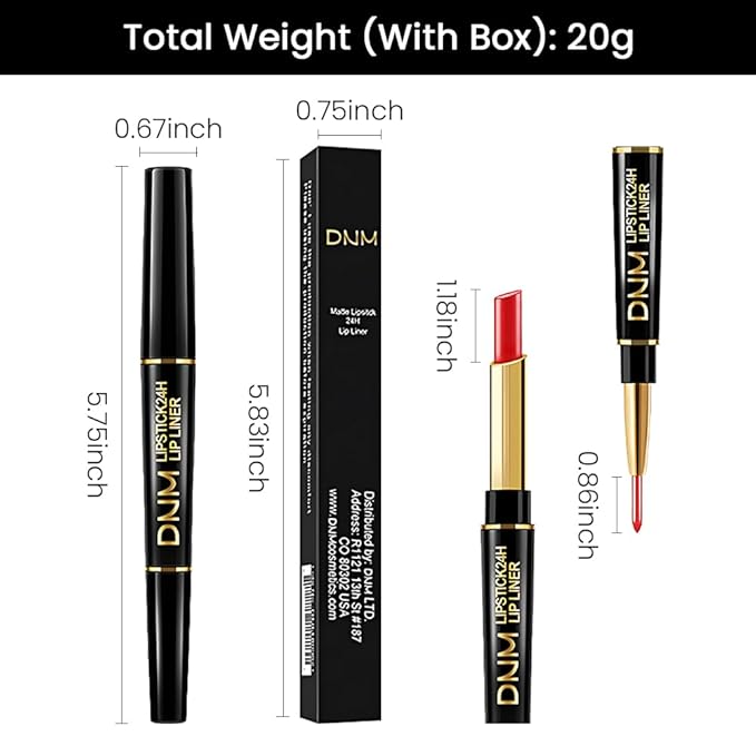 evpct 1Pcs Red Velvet Matte Lip Liner and Lipstick Combo Set Kit for Women, Fire Orange British Red Magic 24 Hours Lipstick and Lip Liner Stain Makeup Set Long Lasting Waterproof 24 labial, 42#