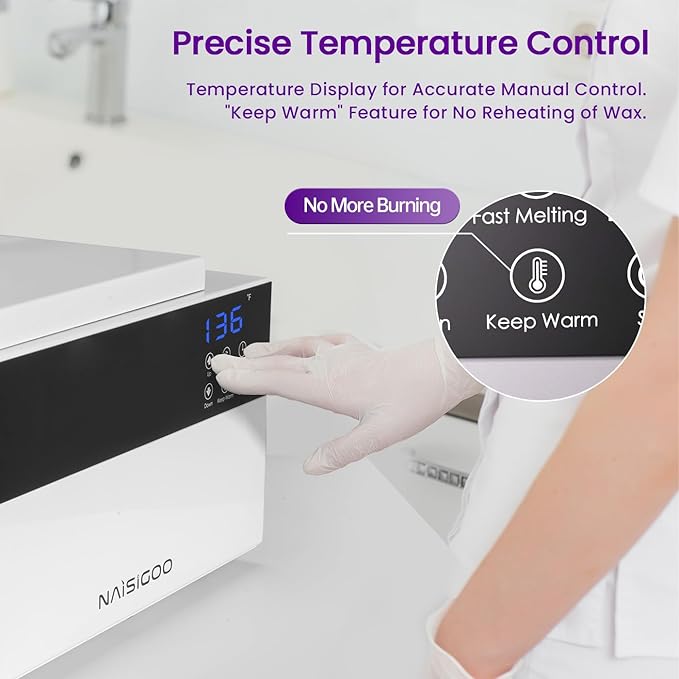 5.5 lbs Wax Pot Professional Wax Warmer for Hair Removal, 86-275℉ Smart Adjustable Temp, 5-Min Fast Melting, Digital Large Waxing Pot for Beauty Salon SPA Esthetician