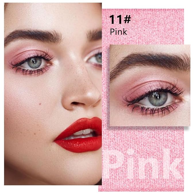 Pink Shimmer Single Eyeshadow Palette - Mini Eye Shadow in Pink | Shimmer & Glitter Makeup for Women | Highly Pigmented, Blendable Monochrome Powder Eye Shadow | Girls Eyeshadow Palette Gift